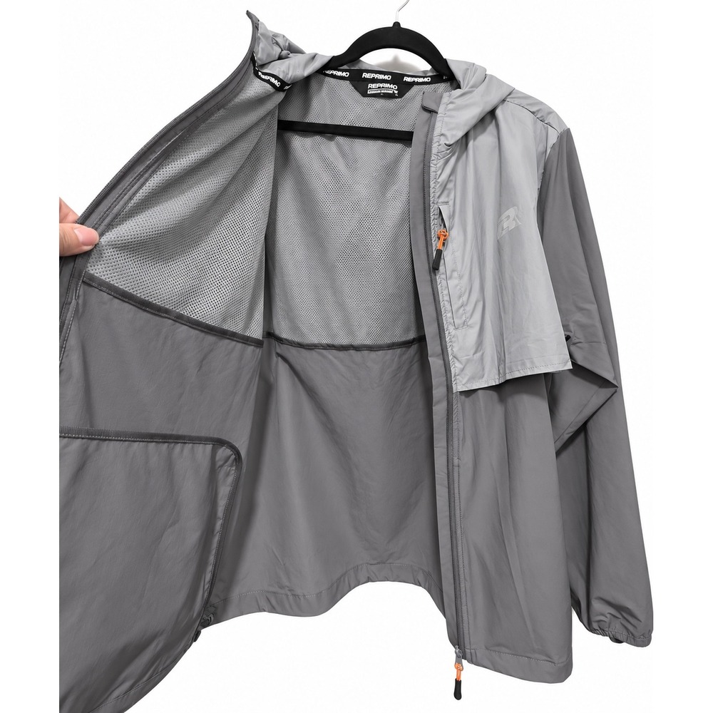 Reprimo Flight Windbreaker Jacket Mens XL Gray Hooded Reflective Running - Picture 7 of 8